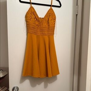 Windsor Mustard Lace Mini Dress